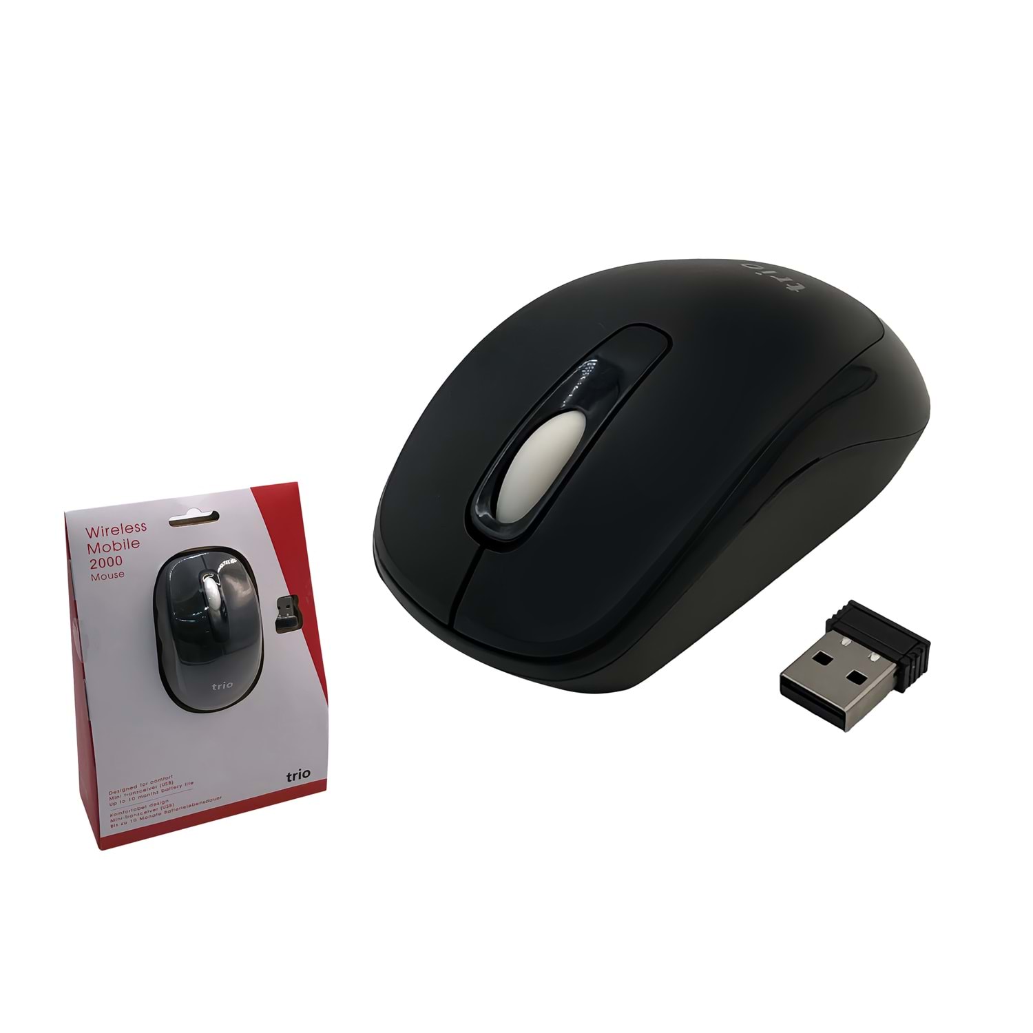 TRIO TR2000 Kablosuz Mouse Beyaz - Sessiz Tıklama, Ergonomik, 2-4GHz Alıcı, Tak-Çalıştır